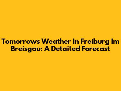 Tomorrow's Weather In Freiburg Im Breisgau: A Detailed Forecast
