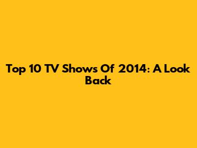 Top 10 TV Shows Of 2014: A Look Back