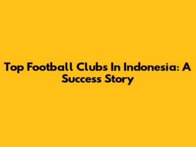 Top Football Clubs In Indonesia: A Success Story