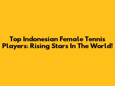 Top Indonesian Female Tennis Players: Rising Stars In The World!