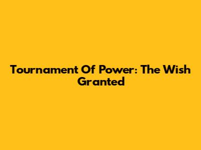 Tournament Of Power: The Wish Granted