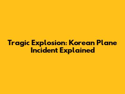 Tragic Explosion: Korean Plane Incident Explained
