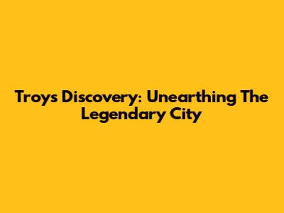 Troy's Discovery: Unearthing The Legendary City