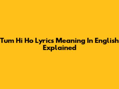 Tum Hi Ho Lyrics Meaning In English Explained