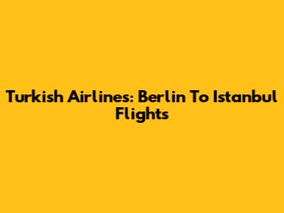Turkish Airlines: Berlin To Istanbul Flights