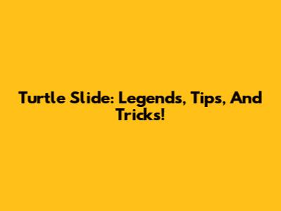 Turtle Slide: Legends, Tips, And Tricks!