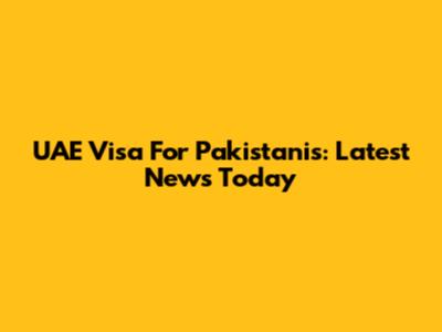 UAE Visa For Pakistanis: Latest News Today