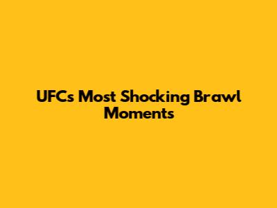 UFC's Most Shocking Brawl Moments