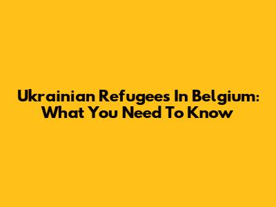 Ukrainian Refugees In Belgium: What You Need To Know