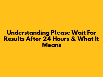 Understanding 'Please Wait For Results After 24 Hours' & What It Means