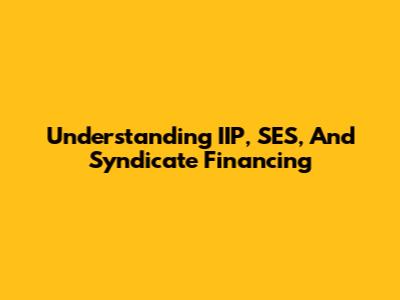 Understanding IIP, SES, And Syndicate Financing
