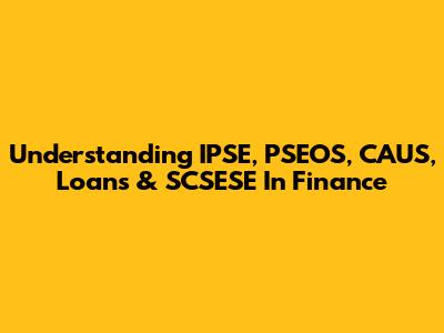 Understanding IPSE, PSEOS, CAUS, Loans & SCSESE In Finance