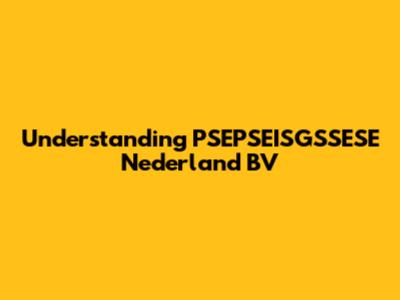 Understanding PSEPSEISGSSESE Nederland BV