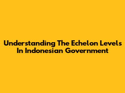 Understanding The Echelon Levels In Indonesian Government