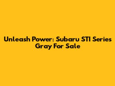 Unleash Power: Subaru STI Series Gray For Sale