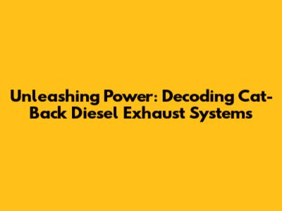 Unleashing Power: Decoding Cat-Back Diesel Exhaust Systems