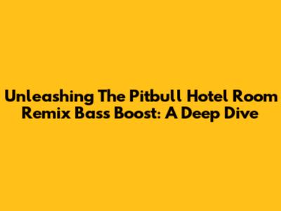 Unleashing The Pitbull Hotel Room Remix Bass Boost: A Deep Dive