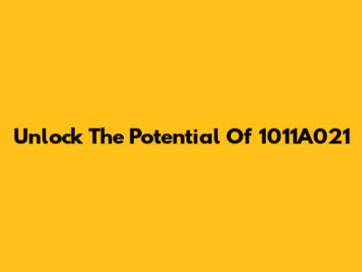 Unlock The Potential Of 1011A021