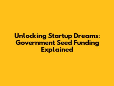 Unlocking Startup Dreams: Government Seed Funding Explained
