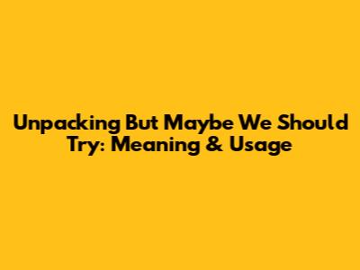 Unpacking 'But Maybe We Should Try': Meaning & Usage
