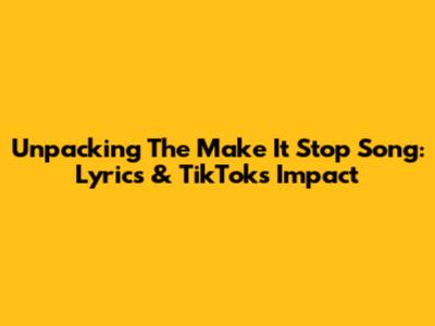 Unpacking The 'Make It Stop' Song: Lyrics & TikTok's Impact