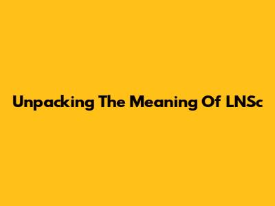 Unpacking The Meaning Of LNSc