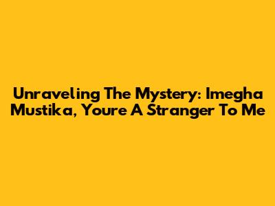 Unraveling The Mystery: Imegha Mustika, You're A Stranger To Me