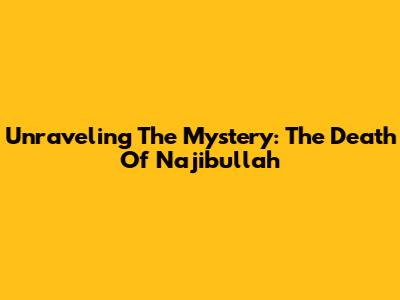 Unraveling The Mystery: The Death Of Najibullah