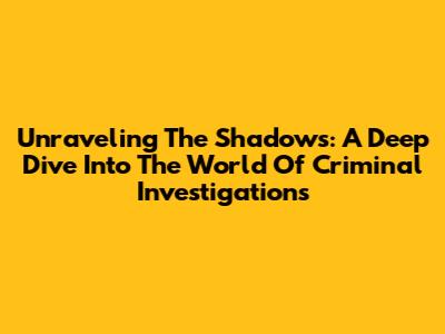 Unraveling The Shadows: A Deep Dive Into The World Of Criminal Investigations