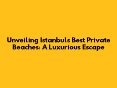 Unveiling Istanbul's Best Private Beaches: A Luxurious Escape