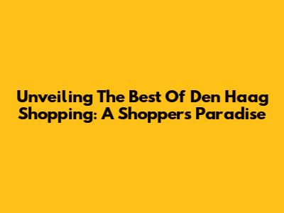 Unveiling The Best Of Den Haag Shopping: A Shopper's Paradise