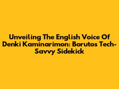 Unveiling The English Voice Of Denki Kaminarimon: Boruto's Tech-Savvy Sidekick