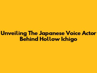 Unveiling The Japanese Voice Actor Behind Hollow Ichigo