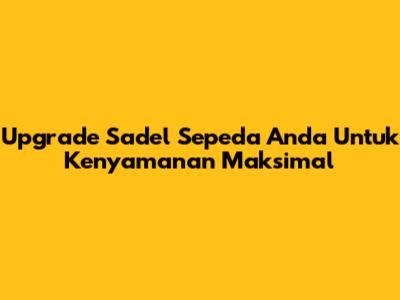 Upgrade Sadel Sepeda Anda Untuk Kenyamanan Maksimal