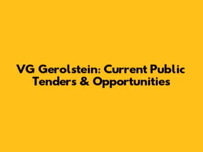 VG Gerolstein: Current Public Tenders & Opportunities