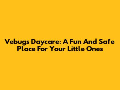 Vebugs Daycare: A Fun And Safe Place For Your Little Ones