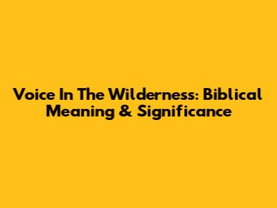 Voice In The Wilderness: Biblical Meaning & Significance