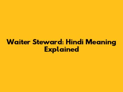 Waiter Steward: Hindi Meaning Explained