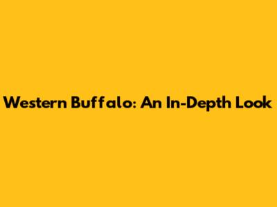 Western Buffalo: An In-Depth Look