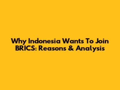 Why Indonesia Wants To Join BRICS: Reasons & Analysis