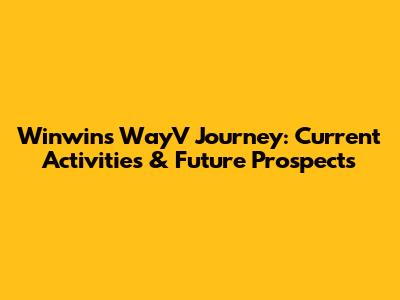 Winwin's WayV Journey: Current Activities & Future Prospects