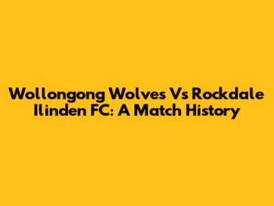 Wollongong Wolves Vs Rockdale Ilinden FC: A Match History