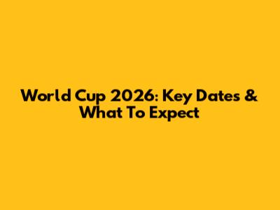 World Cup 2026: Key Dates & What To Expect