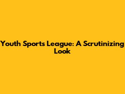 Youth Sports League: A Scrutinizing Look