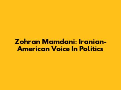 Zohran Mamdani: Iranian-American Voice In Politics